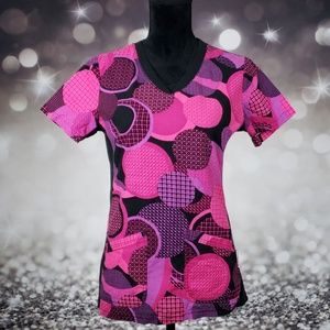 White Cross Pink Black Circles Small Scrubs Shirt